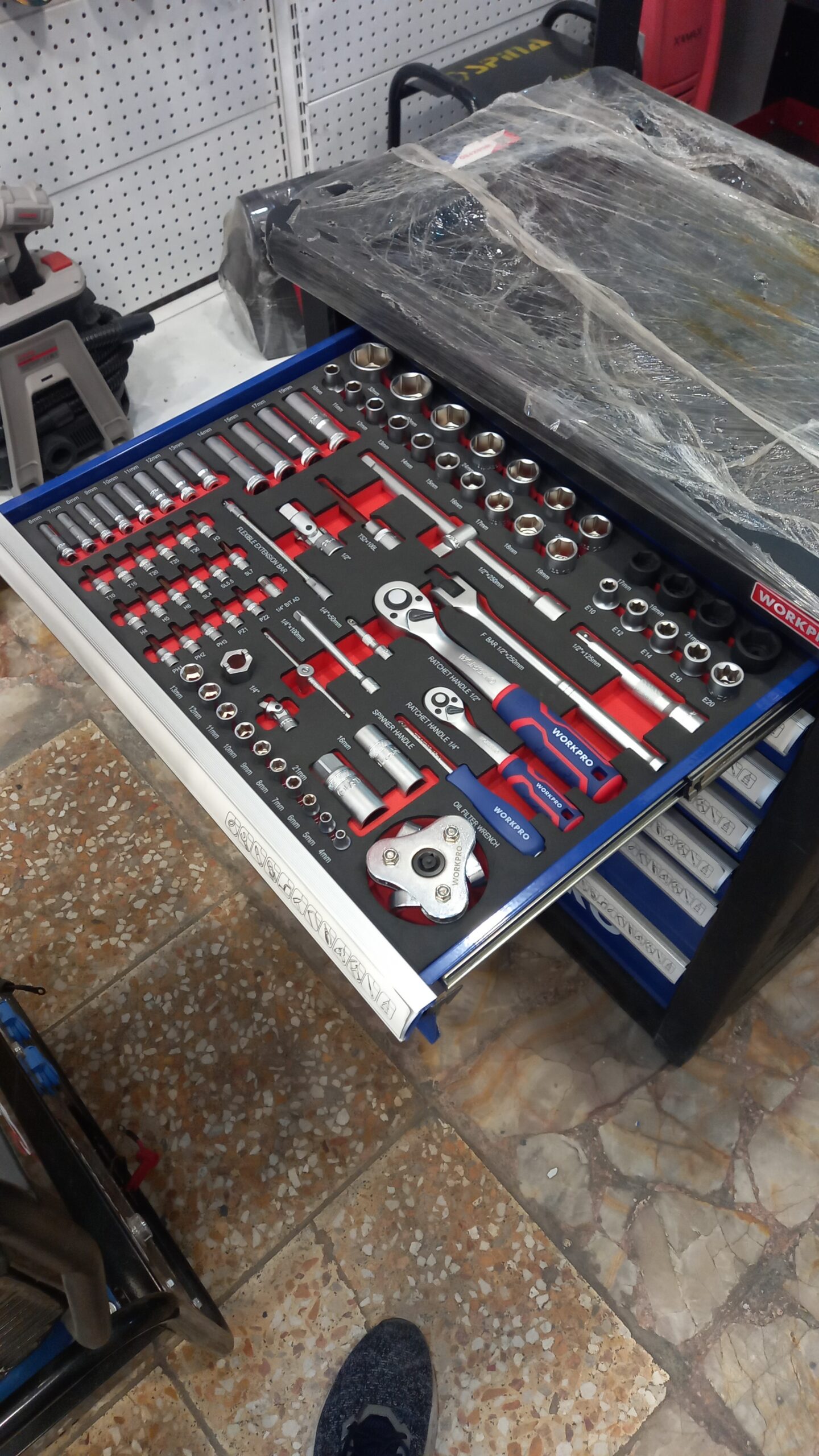 ست کامل ابزار مکانیکی ورک پرو 255 پارچه مدل WP-209037 - جعبه ابزار کشویی حرفهای