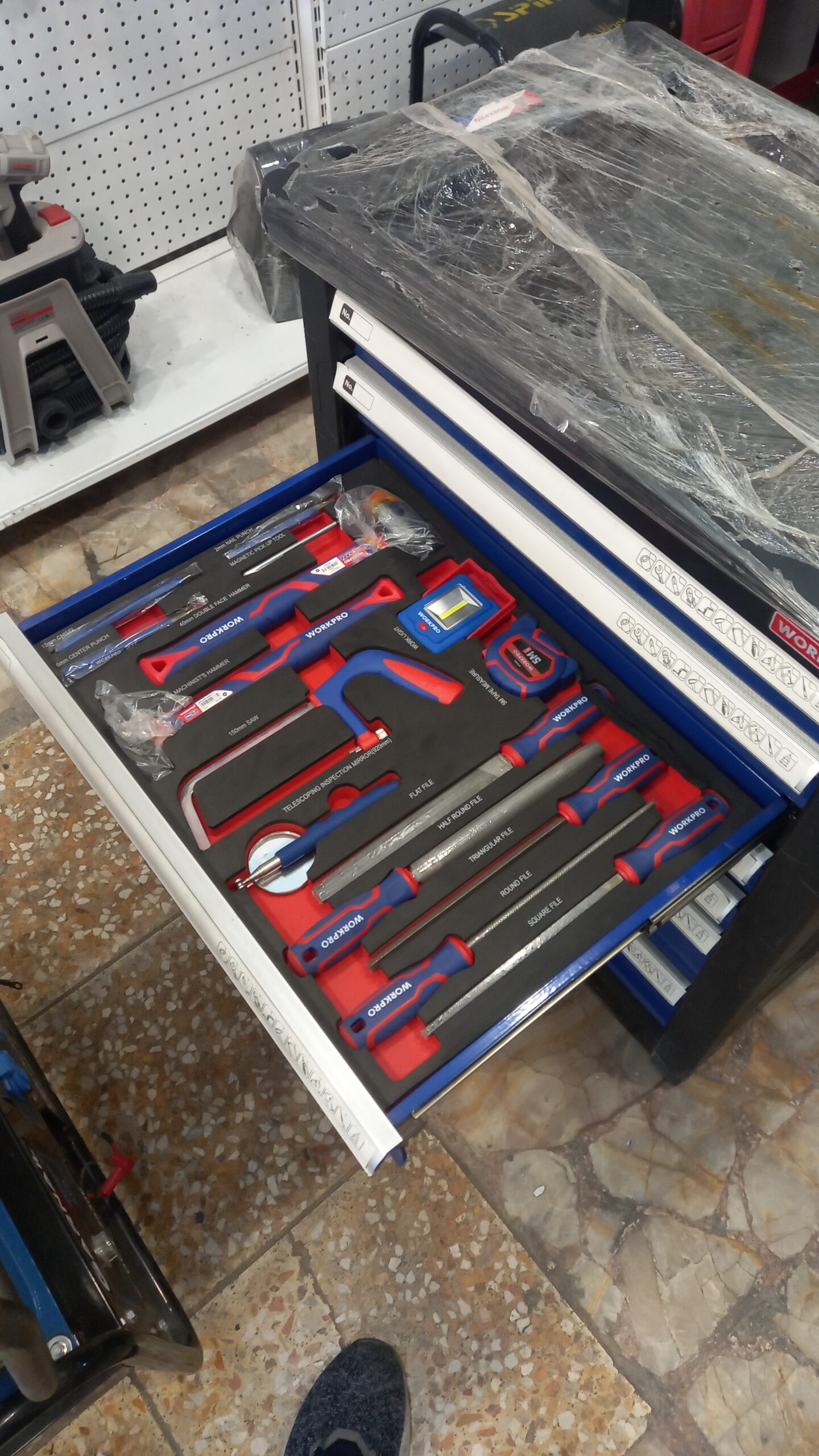 ست کامل ابزار مکانیکی ورک پرو 255 پارچه مدل WP-209037 - جعبه ابزار کشویی حرفهای
