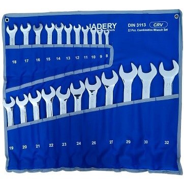 ست 22 عددی آچار یکسر تخت یکسر رینگی جادری مدل 3113