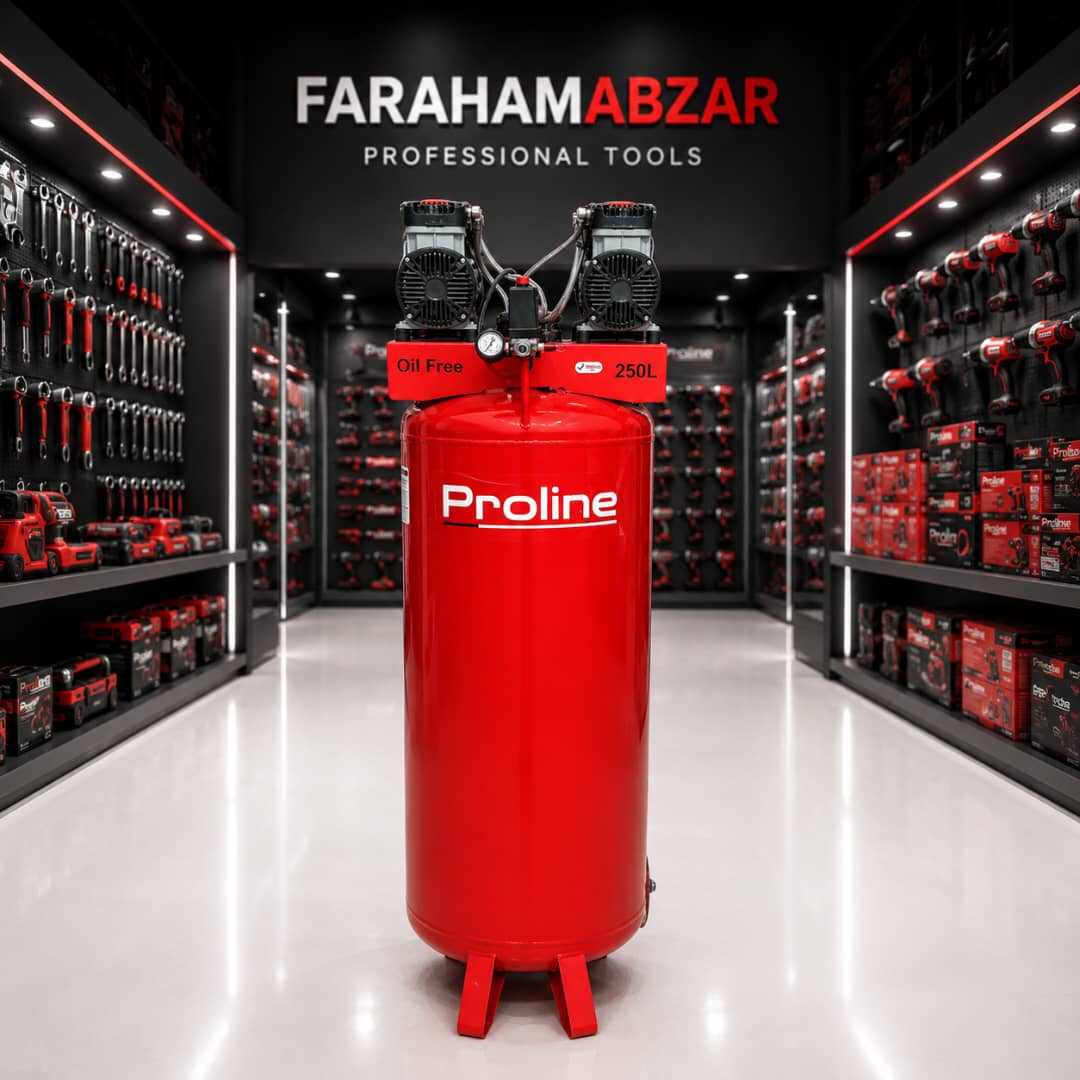 کمپرسور 250 لیتری دو موتور سایلنت عمودی 3200 وات پرولاین