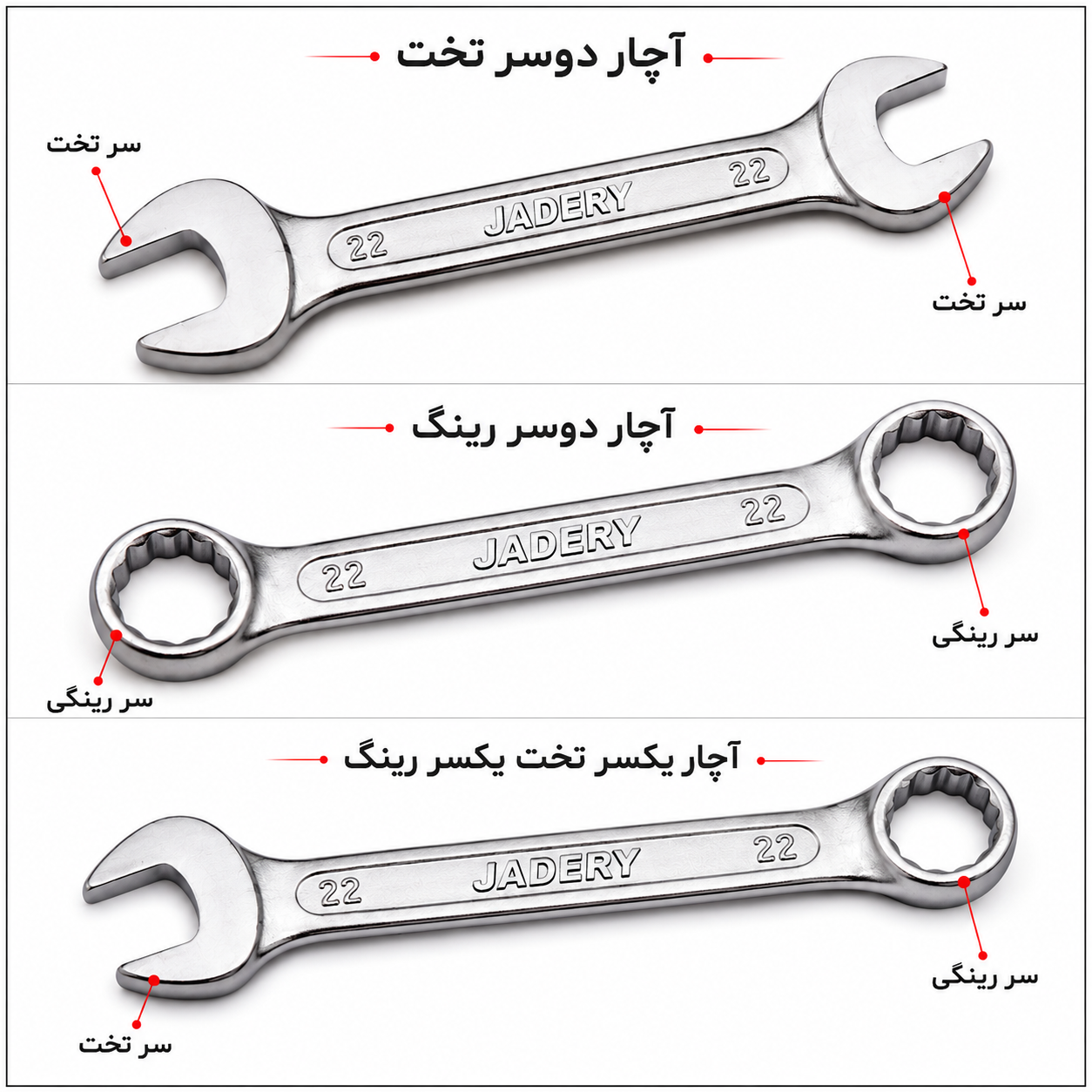 آچار یکسر رینگ سایز 11 جادری - تصویر 5